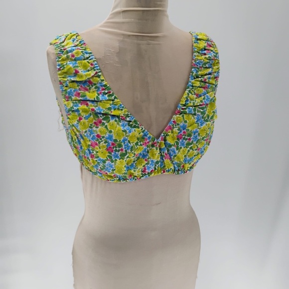 YLLW CLEO THE LABEL FLORAL COTTAGE CORE bra top v neck 100% cotton - Picture 7 of 8